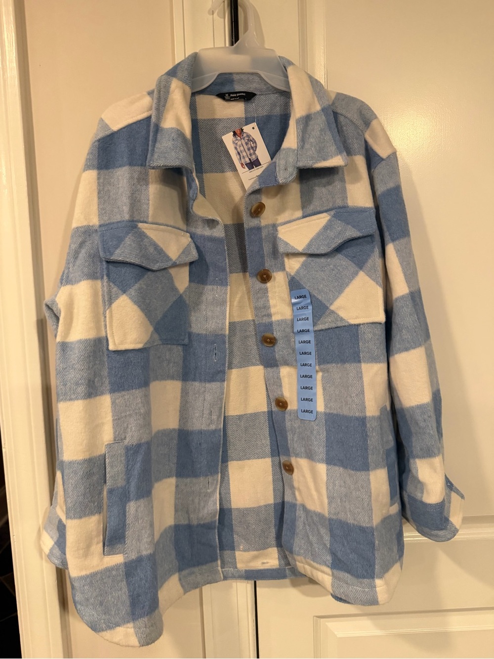 Women's Blue & White Buffalo Check Shacket - Unknown Brand